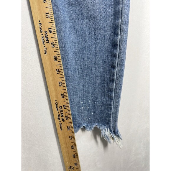 Judy Blue Splatter Raw Hem Skinny Jeans Size 7/28 Light Wash Stretch #82373 LT - Picture 6 of 9
